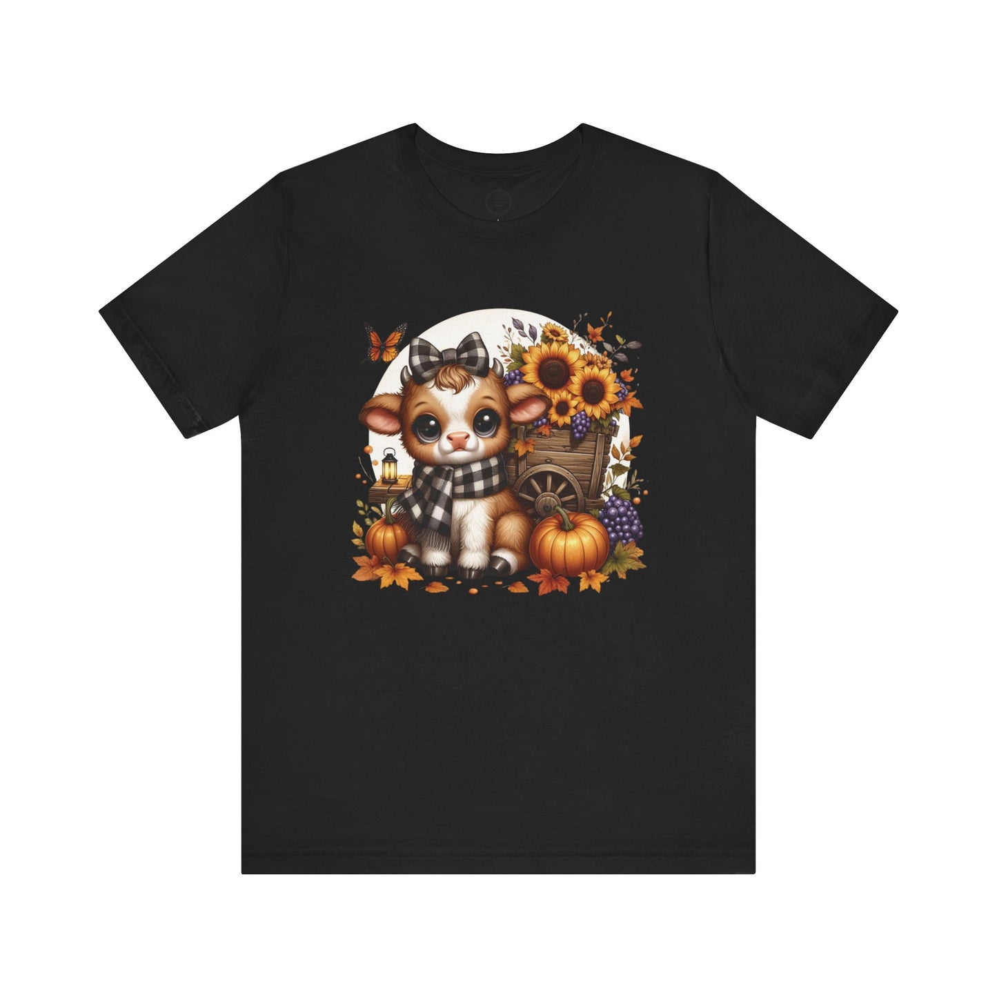 Adorable Fall-Themed Tee featuring Cute Calf with Sunflowers, Harvest Shirt, Autumn Apparel, Thanksgiving Gift, Seasonal Fashion