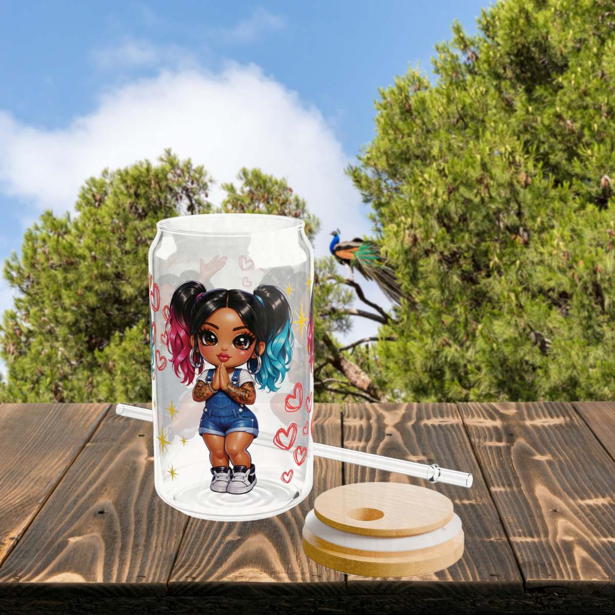 Heart & Soul 16oz Sipper Glass — Romantic Heart Design