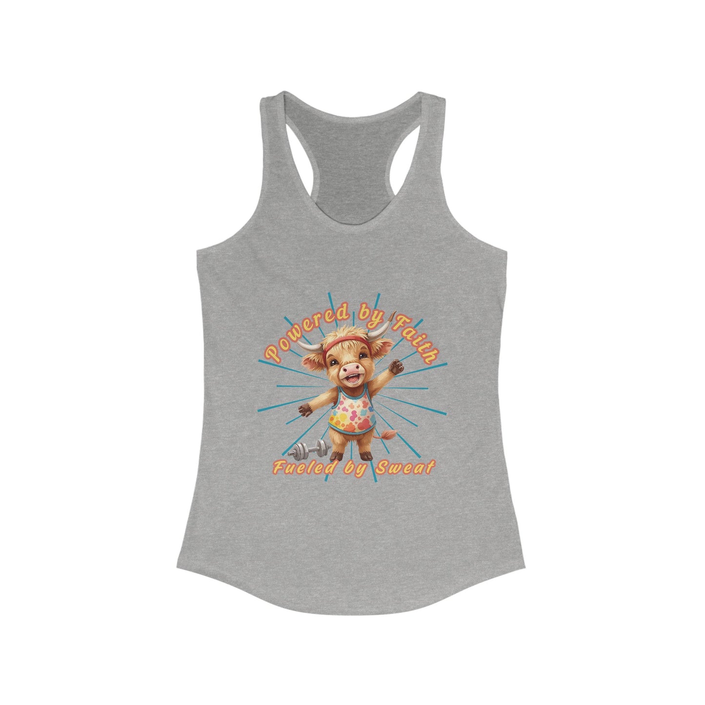 Playful Summer Racerback Tank, Ideal for Beach Days, Cute Gift for Friends, Fun Workout Gear, Faith Base Saying