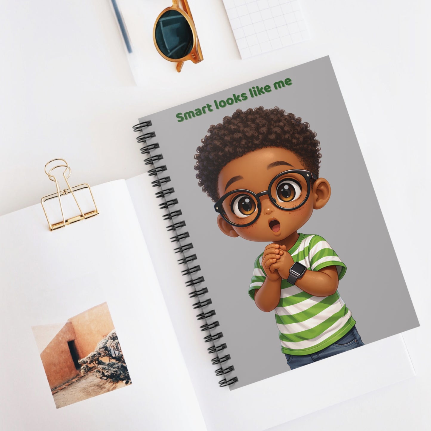 Spiral Notebook — "Smart Looks Like Me" Cute Boy Illustration Ruled Journal