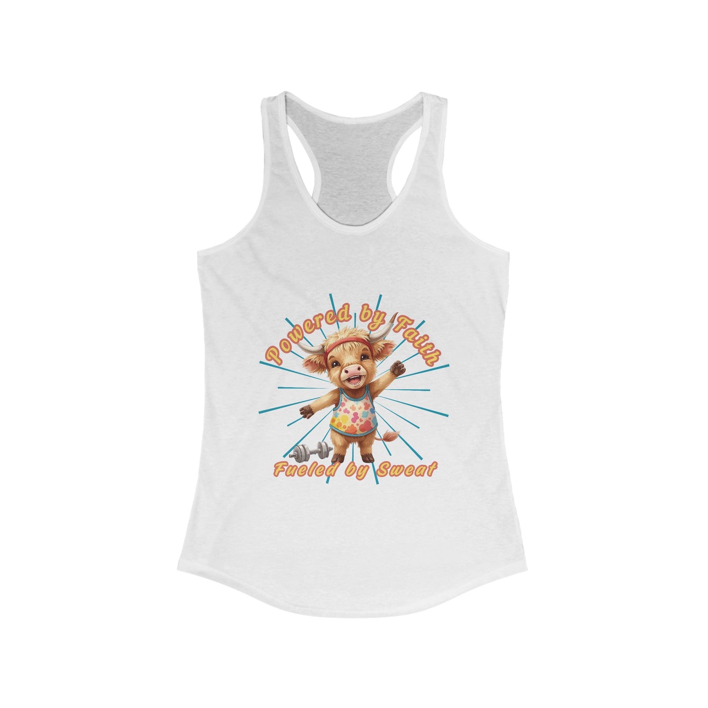 Playful Summer Racerback Tank, Ideal for Beach Days, Cute Gift for Friends, Fun Workout Gear, Faith Base Saying