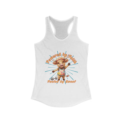 Playful Summer Racerback Tank, Ideal for Beach Days, Cute Gift for Friends, Fun Workout Gear, Faith Base Saying