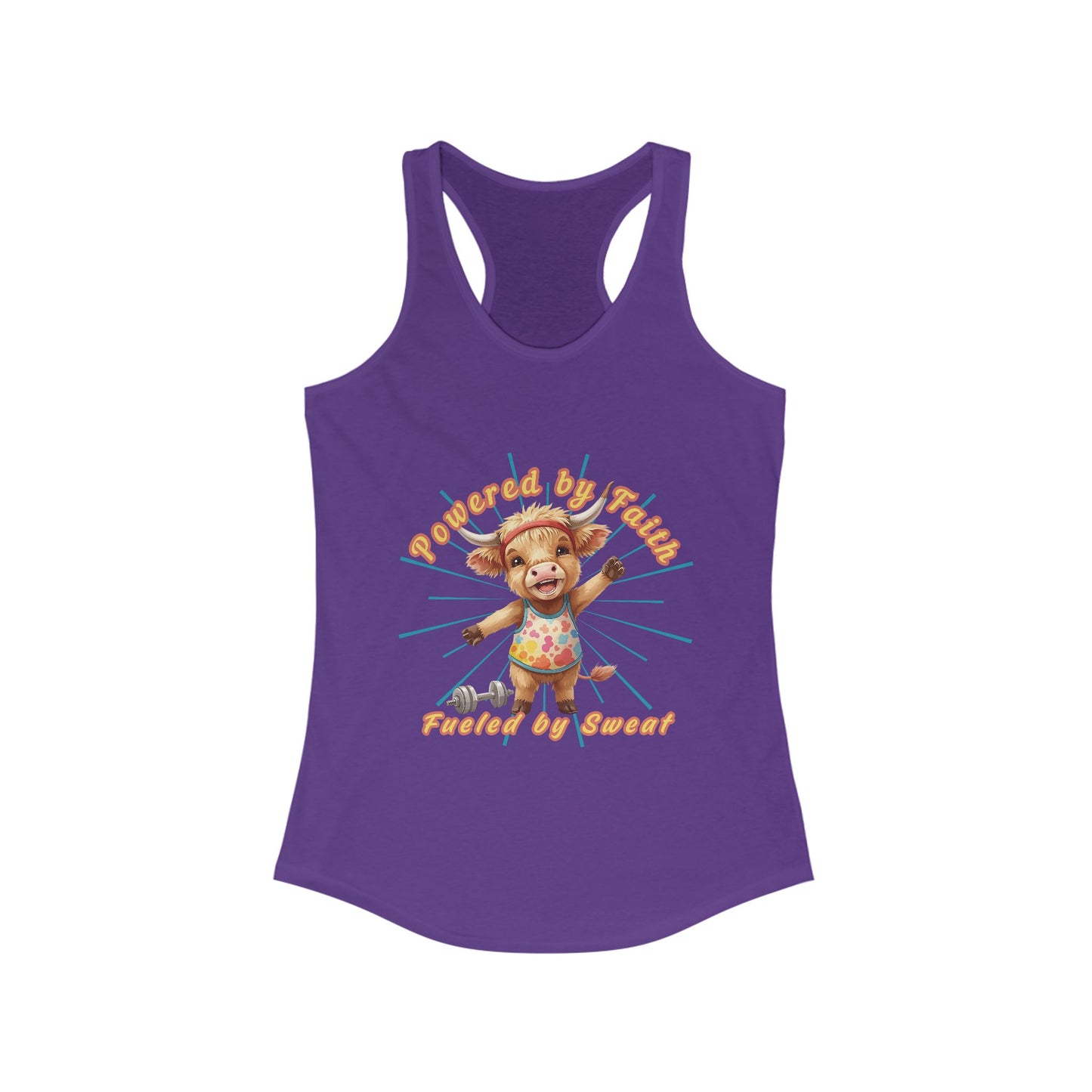 Playful Summer Racerback Tank, Ideal for Beach Days, Cute Gift for Friends, Fun Workout Gear, Faith Base Saying