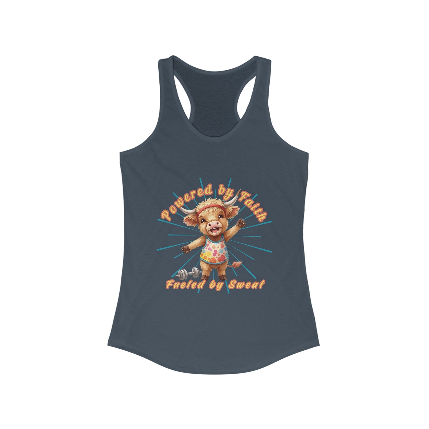 Playful Summer Racerback Tank, Ideal for Beach Days, Cute Gift for Friends, Fun Workout Gear, Faith Base Saying