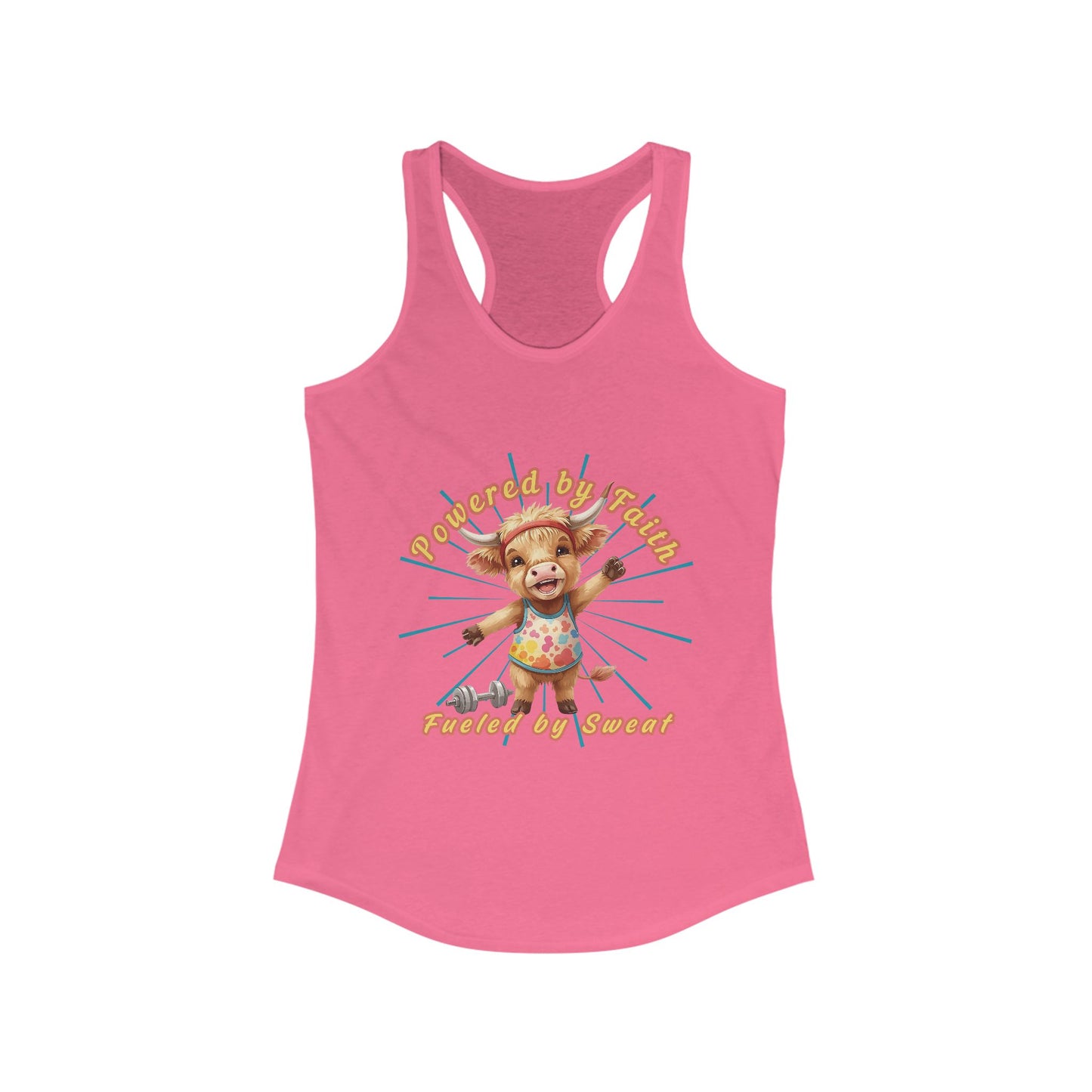 Playful Summer Racerback Tank, Ideal for Beach Days, Cute Gift for Friends, Fun Workout Gear, Faith Base Saying