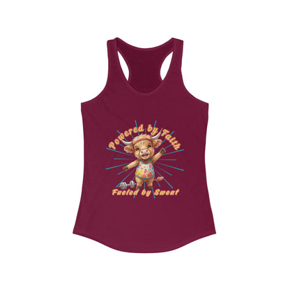 Playful Summer Racerback Tank, Ideal for Beach Days, Cute Gift for Friends, Fun Workout Gear, Faith Base Saying