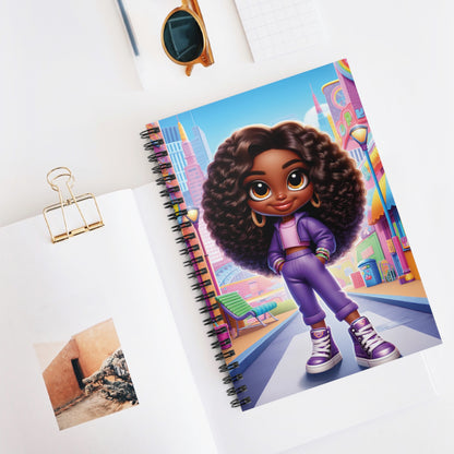 Spiral Notebook — Cute Curly-Haired Girl Illustration, Ruled Journal
