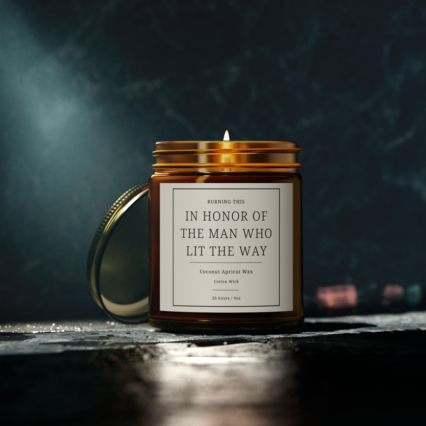 Scented Candle - In Honor of the Man Who Lit the Way, Aromatherapy Gift for Men, Memorial Candle for Dad, Birthday or Father's Day