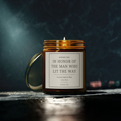 Scented Candle - In Honor of the Man Who Lit the Way, Aromatherapy Gift for Men, Memorial Candle for Dad, Birthday or Father's Day
