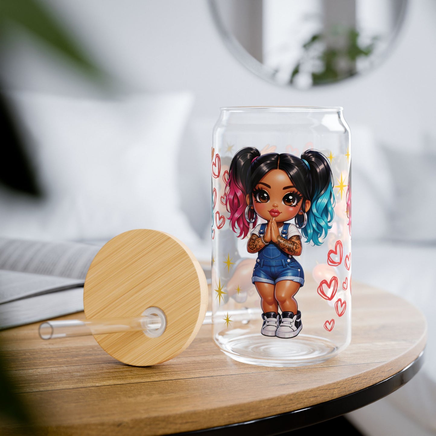 Heart & Soul 16oz Sipper Glass — Romantic Heart Design