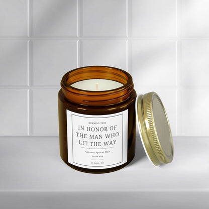 Scented Candle - In Honor of the Man Who Lit the Way, Aromatherapy Gift for Men, Memorial Candle for Dad, Birthday or Father's Day