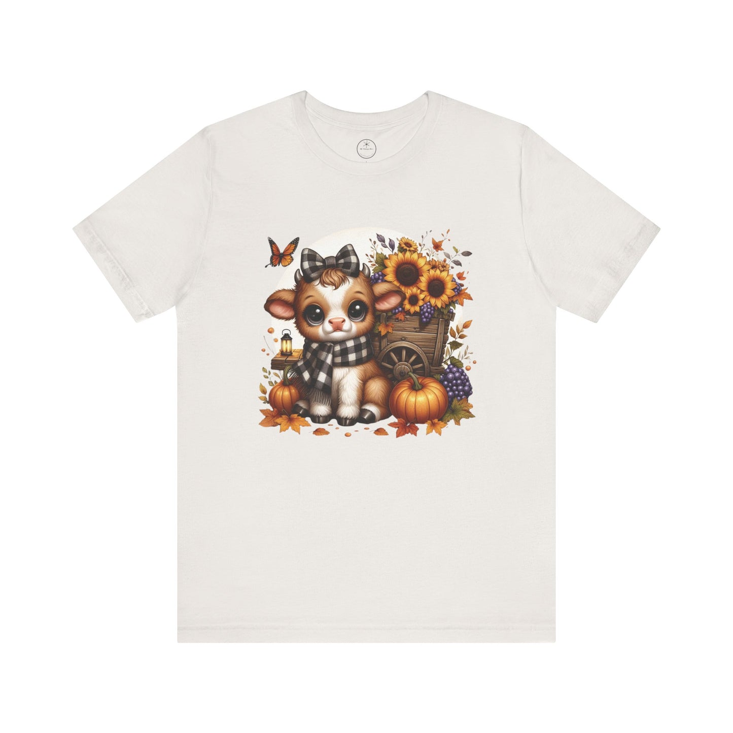 Adorable Fall-Themed Tee featuring Cute Calf with Sunflowers, Harvest Shirt, Autumn Apparel, Thanksgiving Gift, Seasonal Fashion