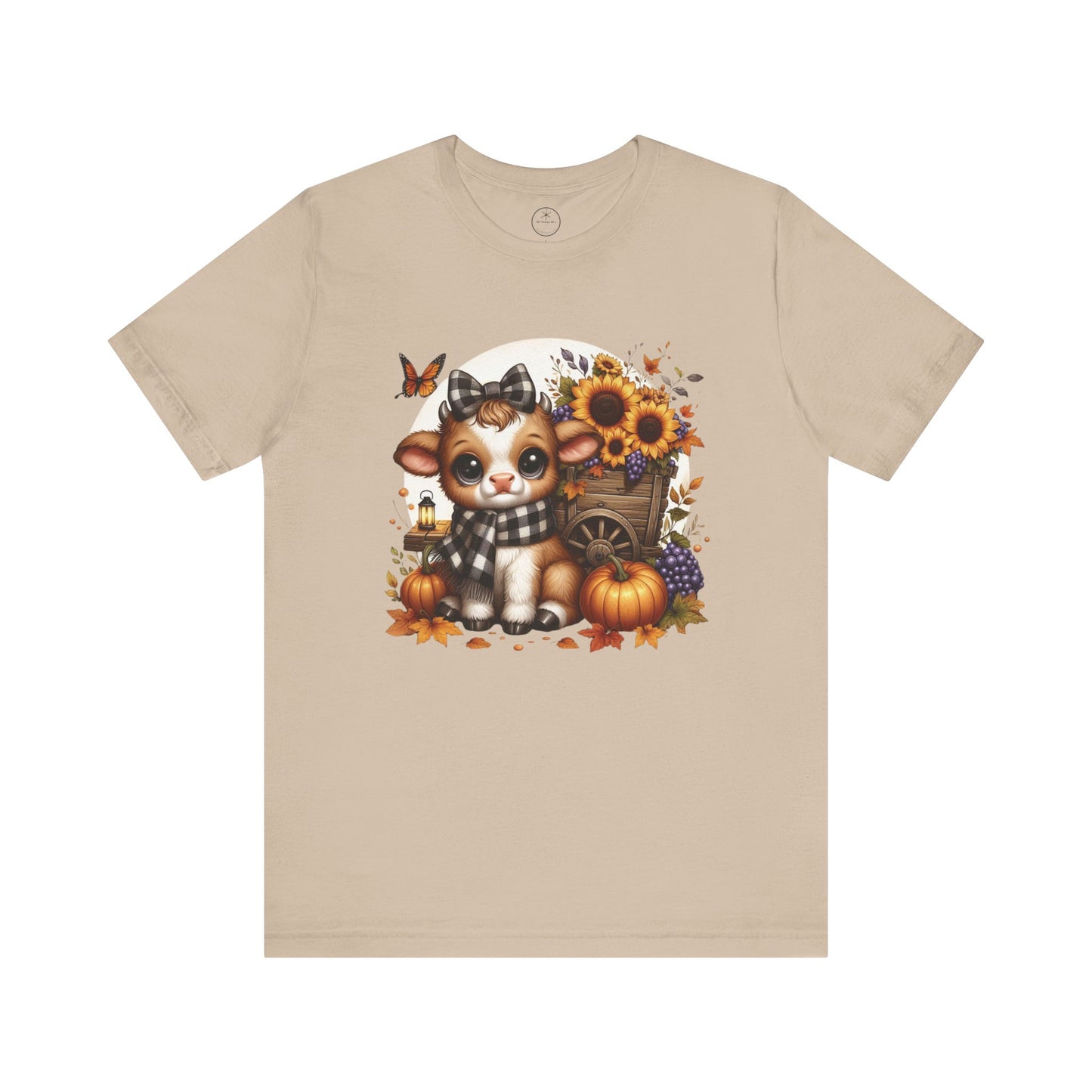 Adorable Fall-Themed Tee featuring Cute Calf with Sunflowers, Harvest Shirt, Autumn Apparel, Thanksgiving Gift, Seasonal Fashion