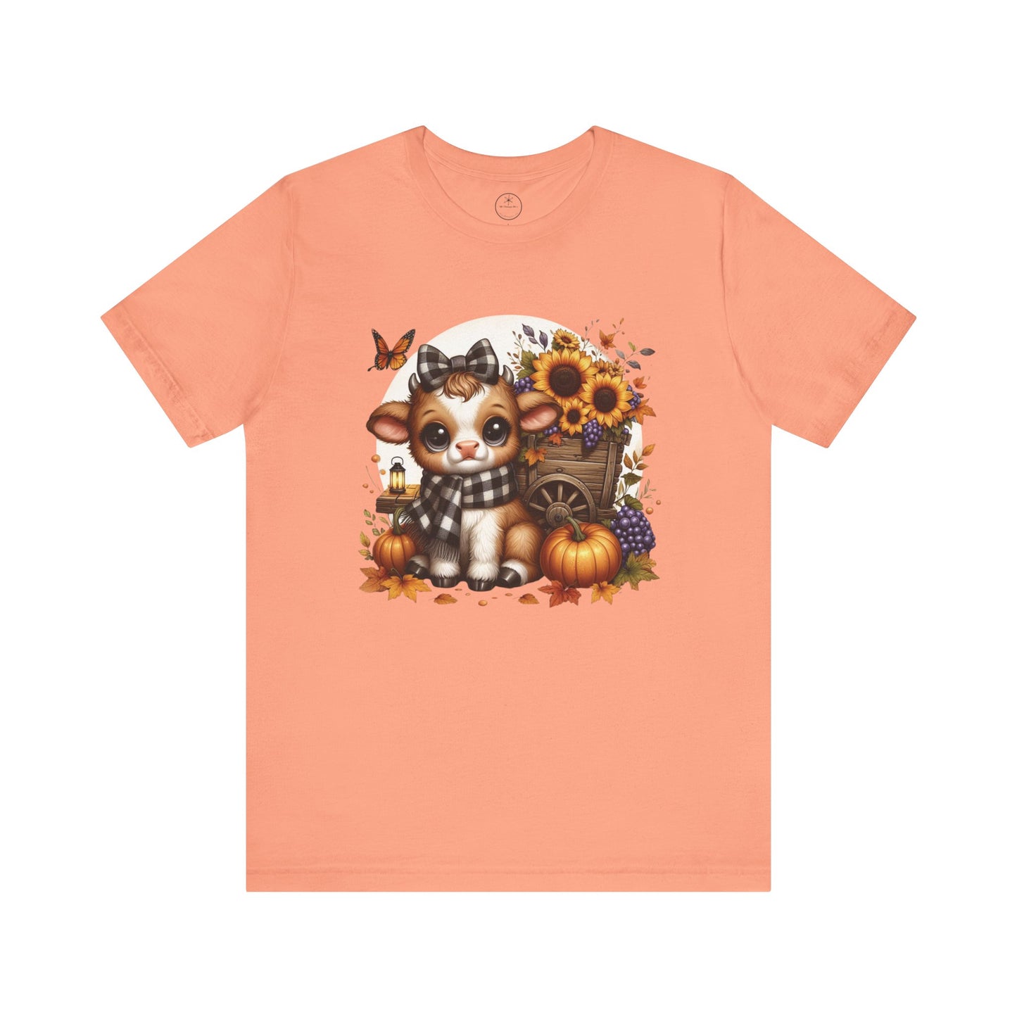 Adorable Fall-Themed Tee featuring Cute Calf with Sunflowers, Harvest Shirt, Autumn Apparel, Thanksgiving Gift, Seasonal Fashion
