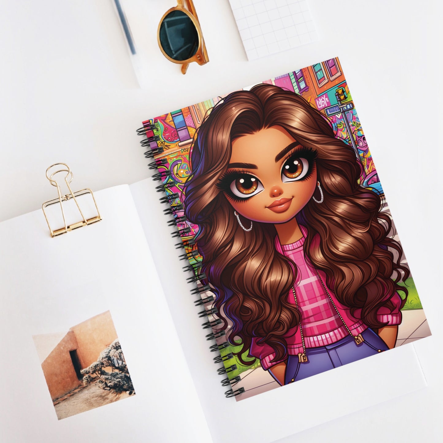 Cute Curly-Haired Girl Spiral Notebook — Ruled Journal