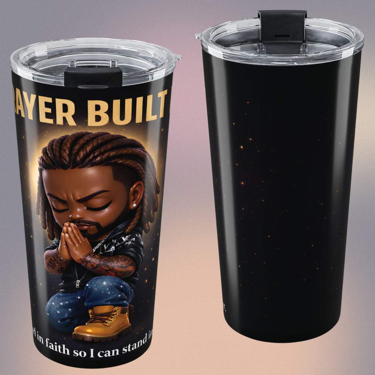 Prayer Built Me 20oz Stainless Steel Tumbler – Christian Faith Insulated Travel Mug