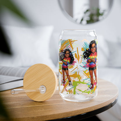 Retro Vibe Queen Sipper Glass — 16oz Vintage-Inspired Drinkware