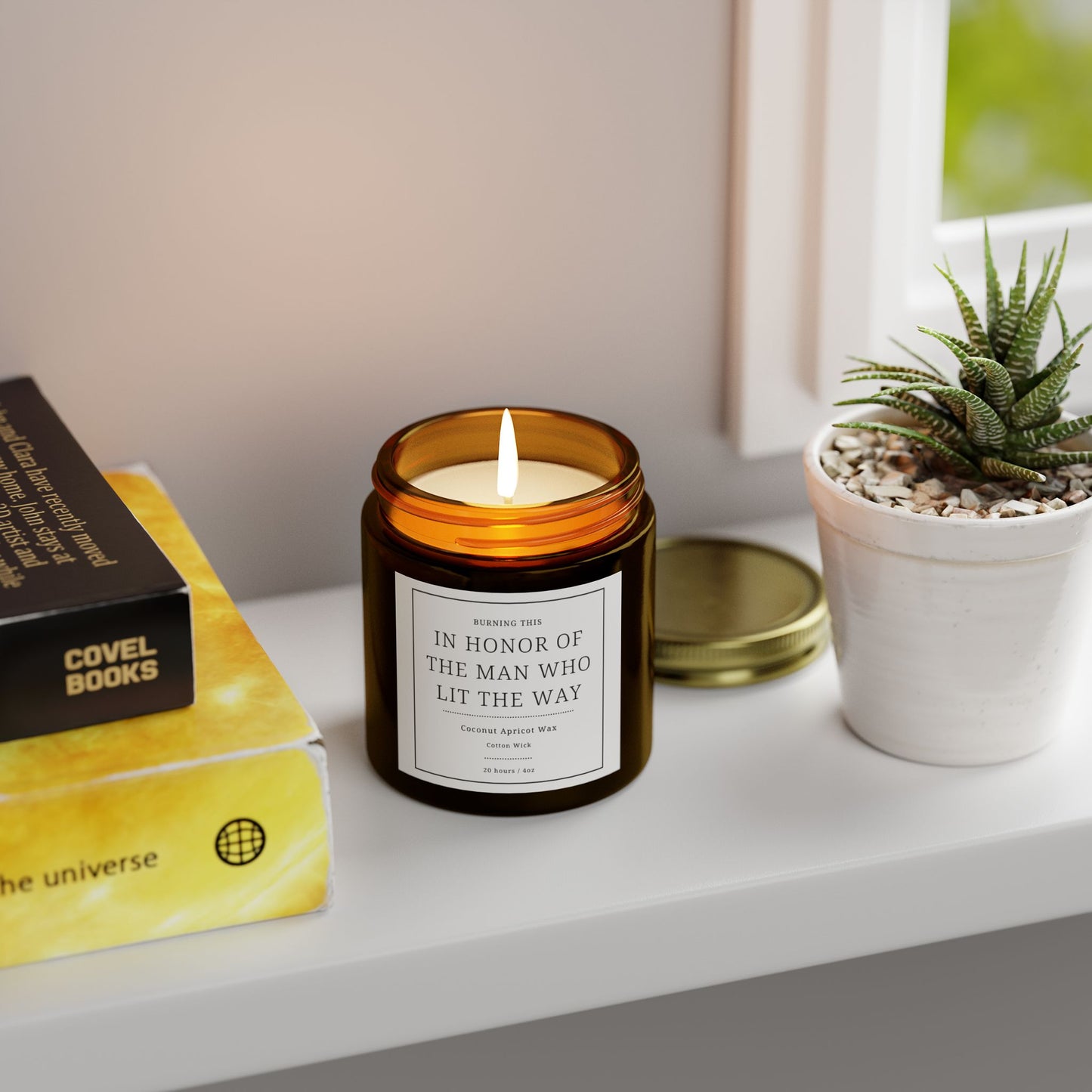 Scented Candle - In Honor of the Man Who Lit the Way, Aromatherapy Gift for Men, Memorial Candle for Dad, Birthday or Father's Day