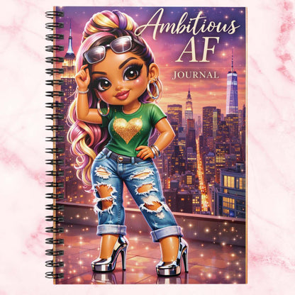 Ambitious AF Journal — Spiral Ruled Notebook for Motivated Girls & Women