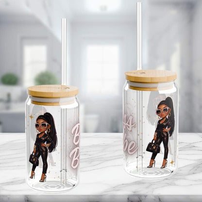 Boss Babe 16oz Sipper Glass — Clear Tumbler with Straw