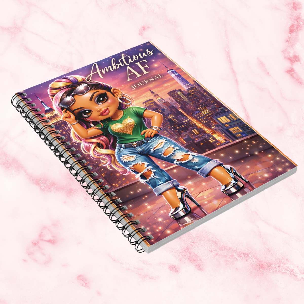 Ambitious AF Journal — Spiral Ruled Notebook for Motivated Girls & Women