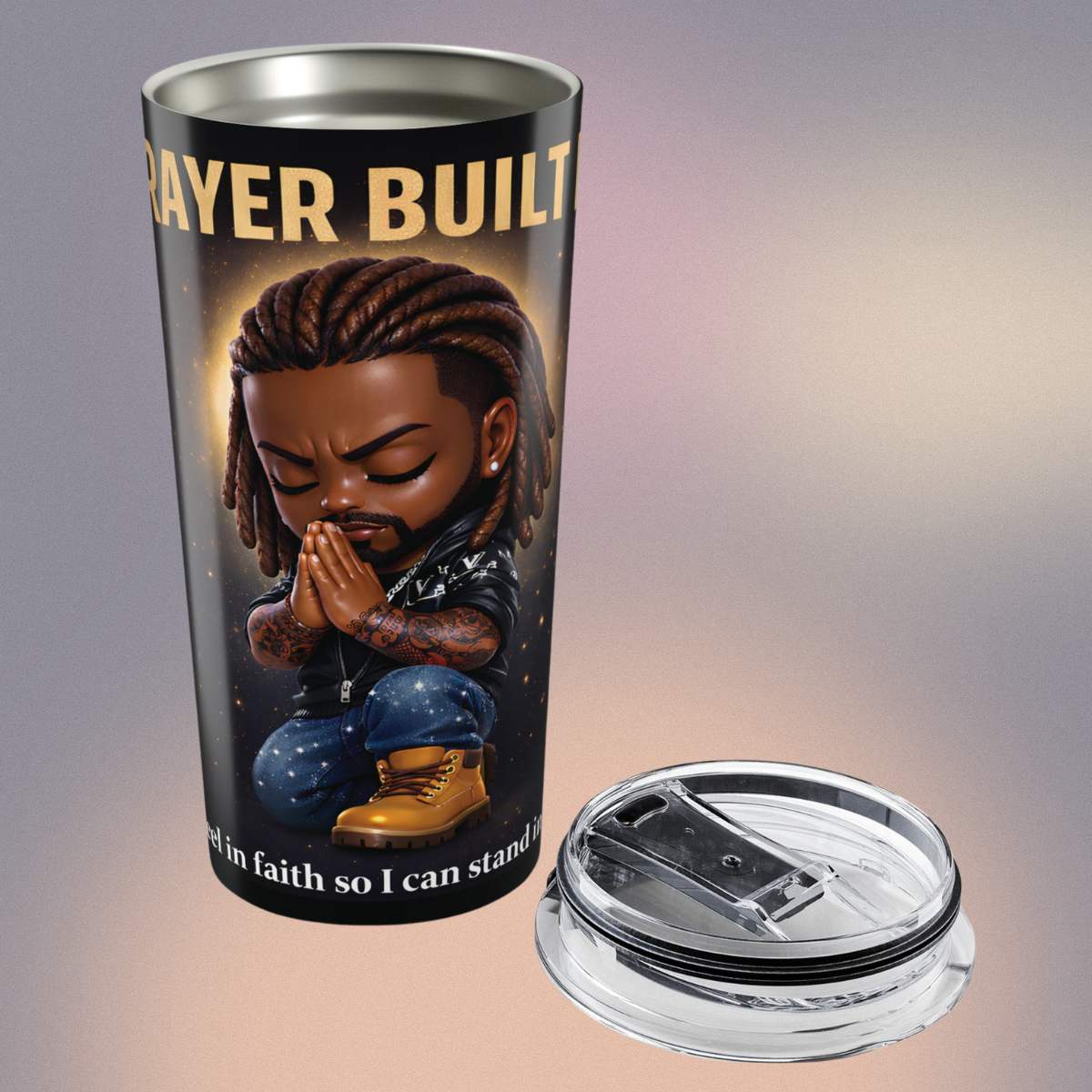 Prayer Built Me 20oz Stainless Steel Tumbler – Christian Faith Insulated Travel Mug