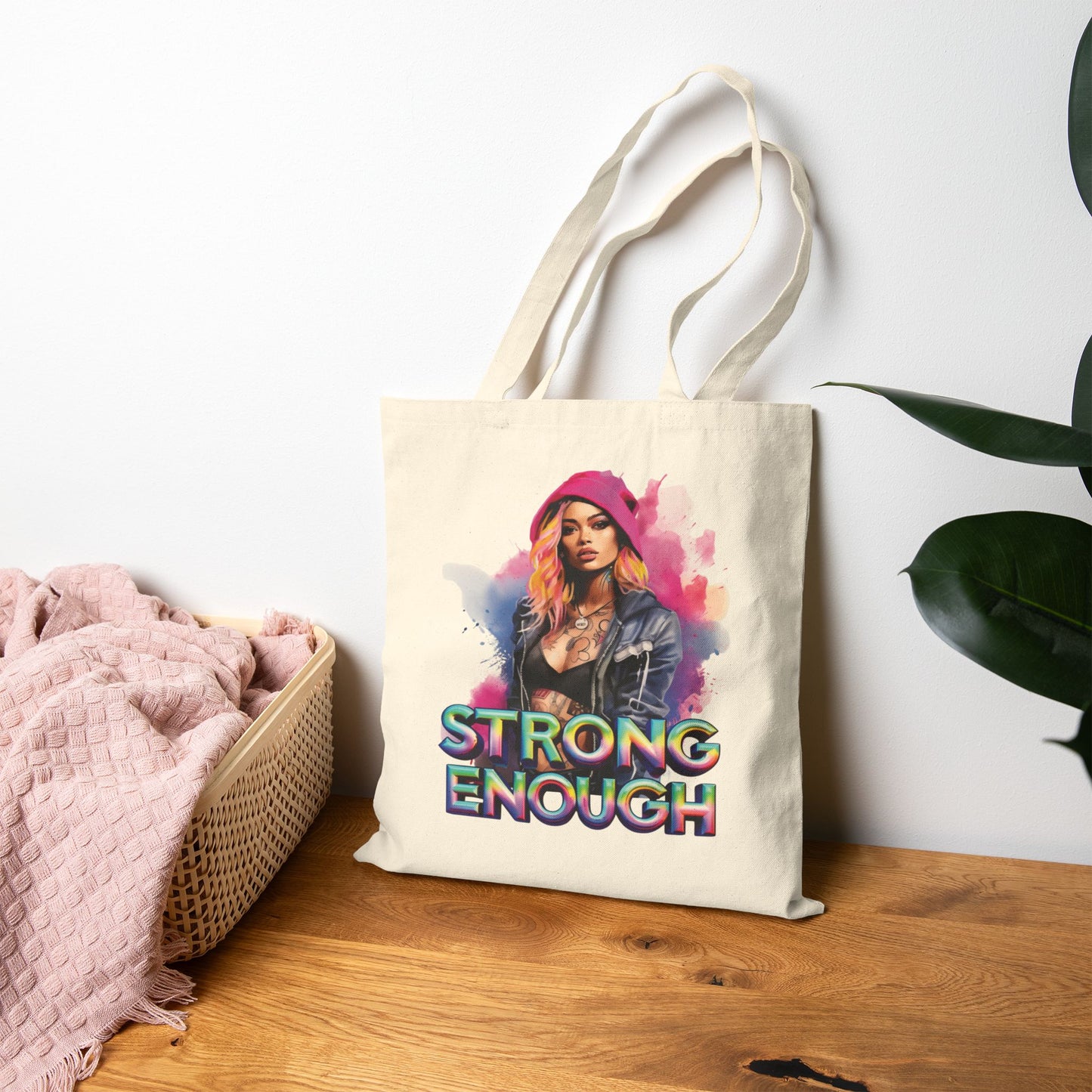 Empowering Tote Bag - Strong Enough, Eco-Friendly, Reusable Shopping Bag, Gift for Her, Inspirational Quotes, Everyday Use