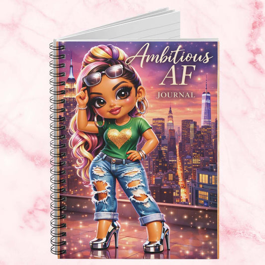 Ambitious AF Journal — Spiral Ruled Notebook for Motivated Girls & Women