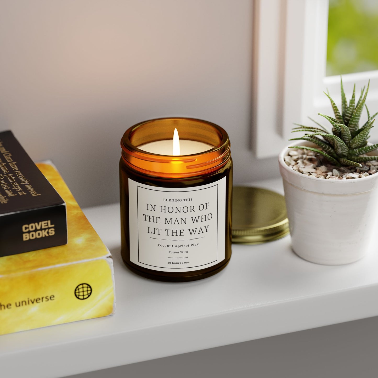 Scented Candle - In Honor of the Man Who Lit the Way, Aromatherapy Gift for Men, Memorial Candle for Dad, Birthday or Father's Day