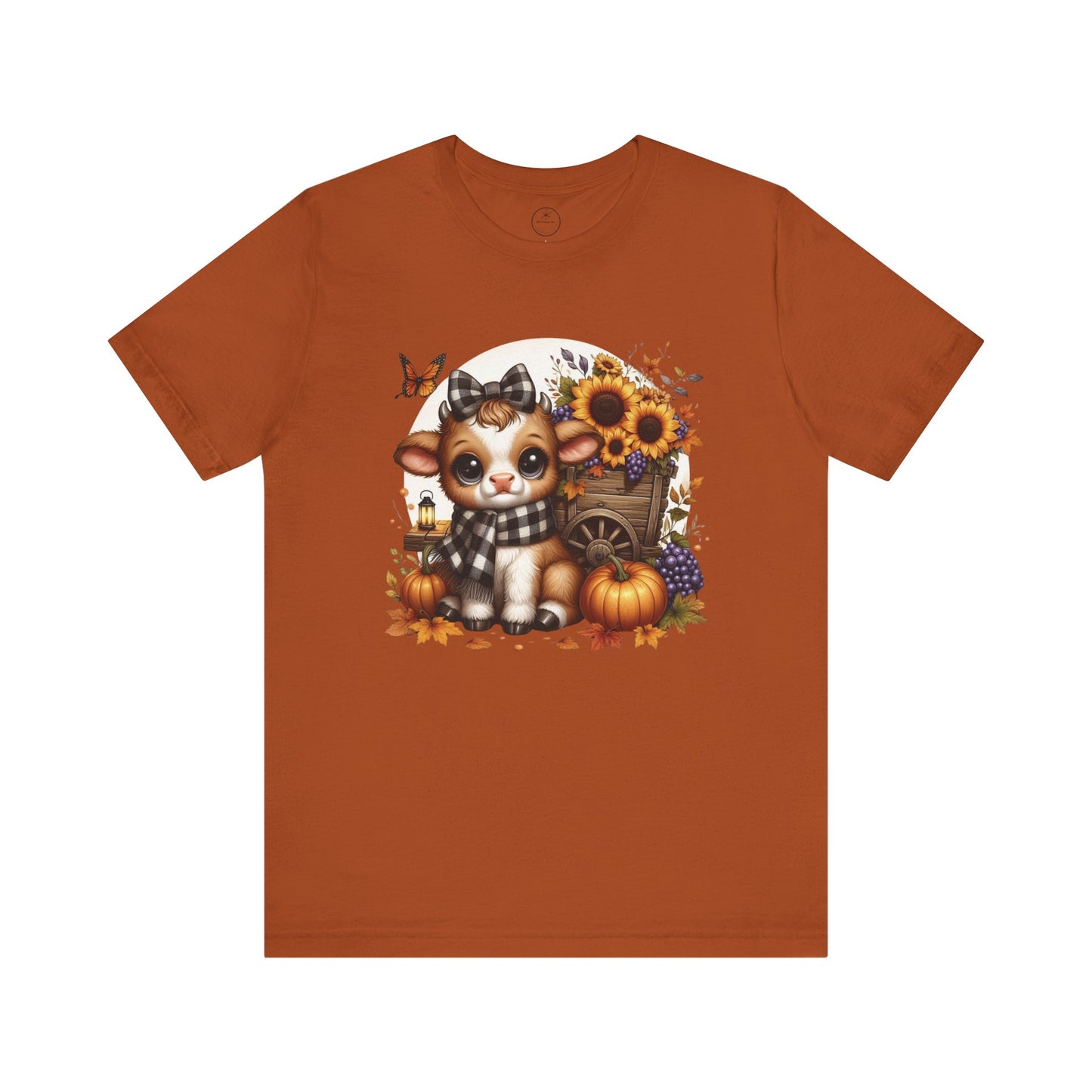 Adorable Fall-Themed Tee featuring Cute Calf with Sunflowers, Harvest Shirt, Autumn Apparel, Thanksgiving Gift, Seasonal Fashion