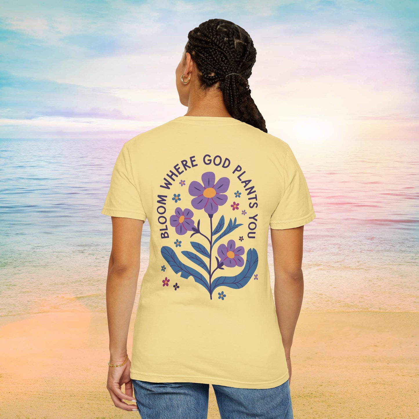Bloom Where God Plants You Floral Comfort Colors T-Shirt