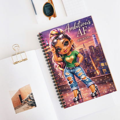 Ambitious AF Journal — Spiral Ruled Notebook for Motivated Girls & Women