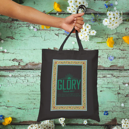 Canvas Tote Bag - "Glory" Vintage Frame Bible Verse Design (Isaiah 60:1)
