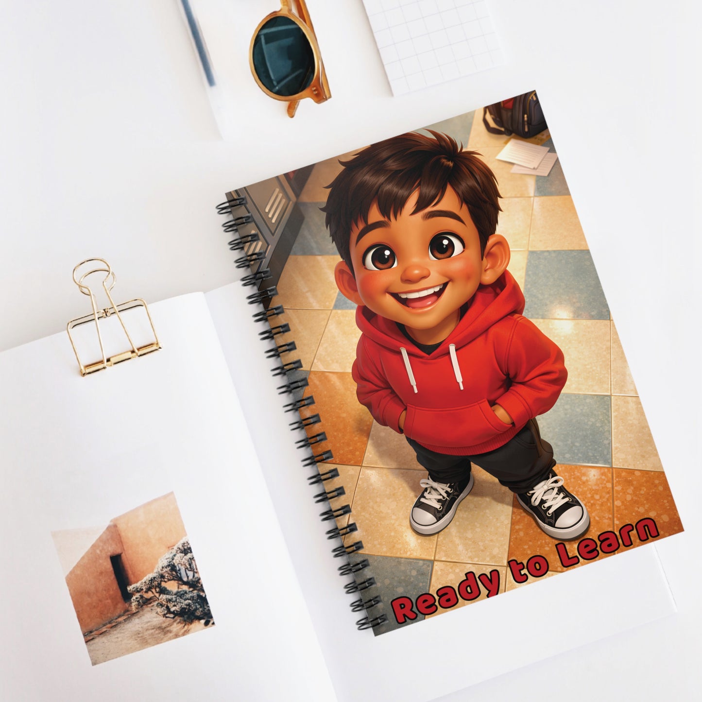 Notebook — "Ready to Learn" Cute Boy School Spiral Notebook