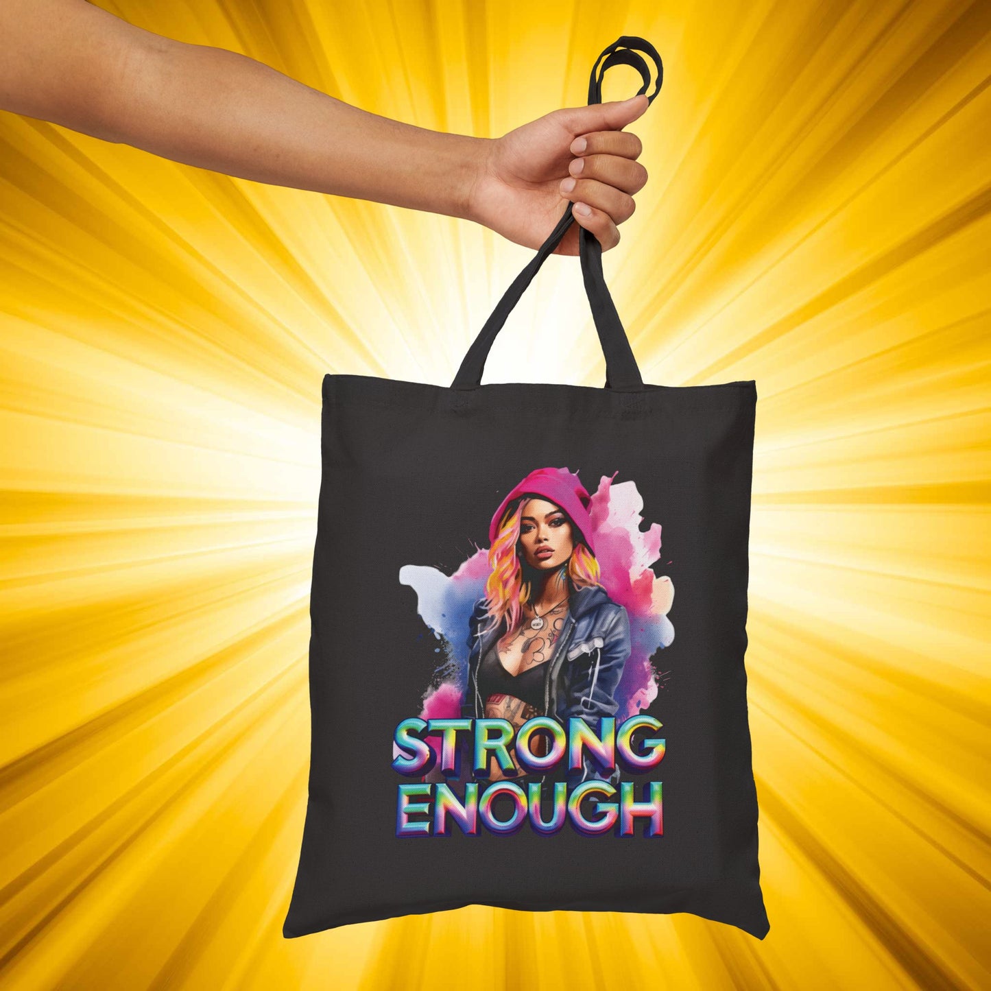 Empowering Tote Bag - Strong Enough, Eco-Friendly, Reusable Shopping Bag, Gift for Her, Inspirational Quotes, Everyday Use