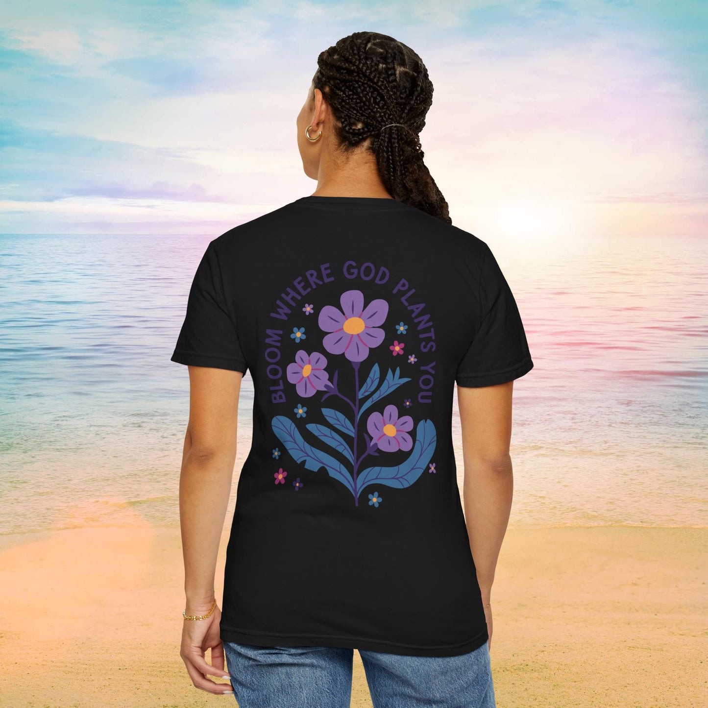 Bloom Where God Plants You Floral Comfort Colors T-Shirt