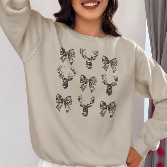 Camo Deer & Bow Unisex Sweatshirt - Cozy Heavy Blend for Outdoor Enthusiasts
