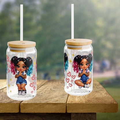 Heart & Soul 16oz Sipper Glass — Romantic Heart Design