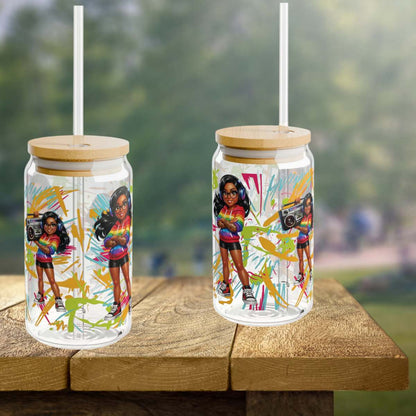 Retro Vibe Queen Sipper Glass — 16oz Vintage-Inspired Drinkware