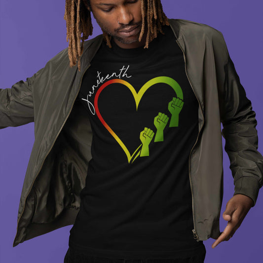 Rasta Love Unisex Tee | Heart & Fist Design, Freedom Shirt, Equality Tee, Pride Apparel, Black History Month