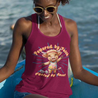 Playful Summer Racerback Tank, Ideal for Beach Days, Cute Gift for Friends, Fun Workout Gear, Faith Base Saying