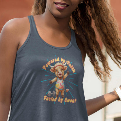 Playful Summer Racerback Tank, Ideal for Beach Days, Cute Gift for Friends, Fun Workout Gear, Faith Base Saying
