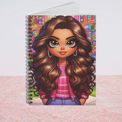 Cute Curly-Haired Girl Spiral Notebook — Ruled Journal