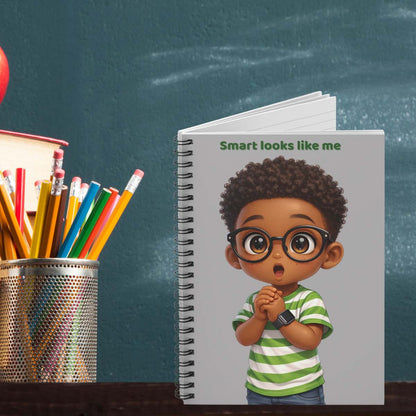 Spiral Notebook — "Smart Looks Like Me" Cute Boy Illustration Ruled Journal